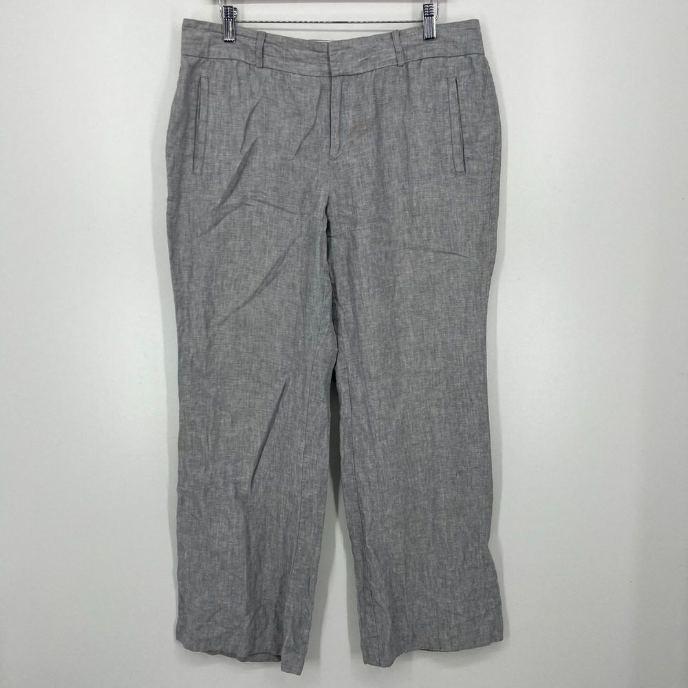 Banana Republic Chino Pants‎ Women's Size 14 Gray The Martin Fit Linen Blend